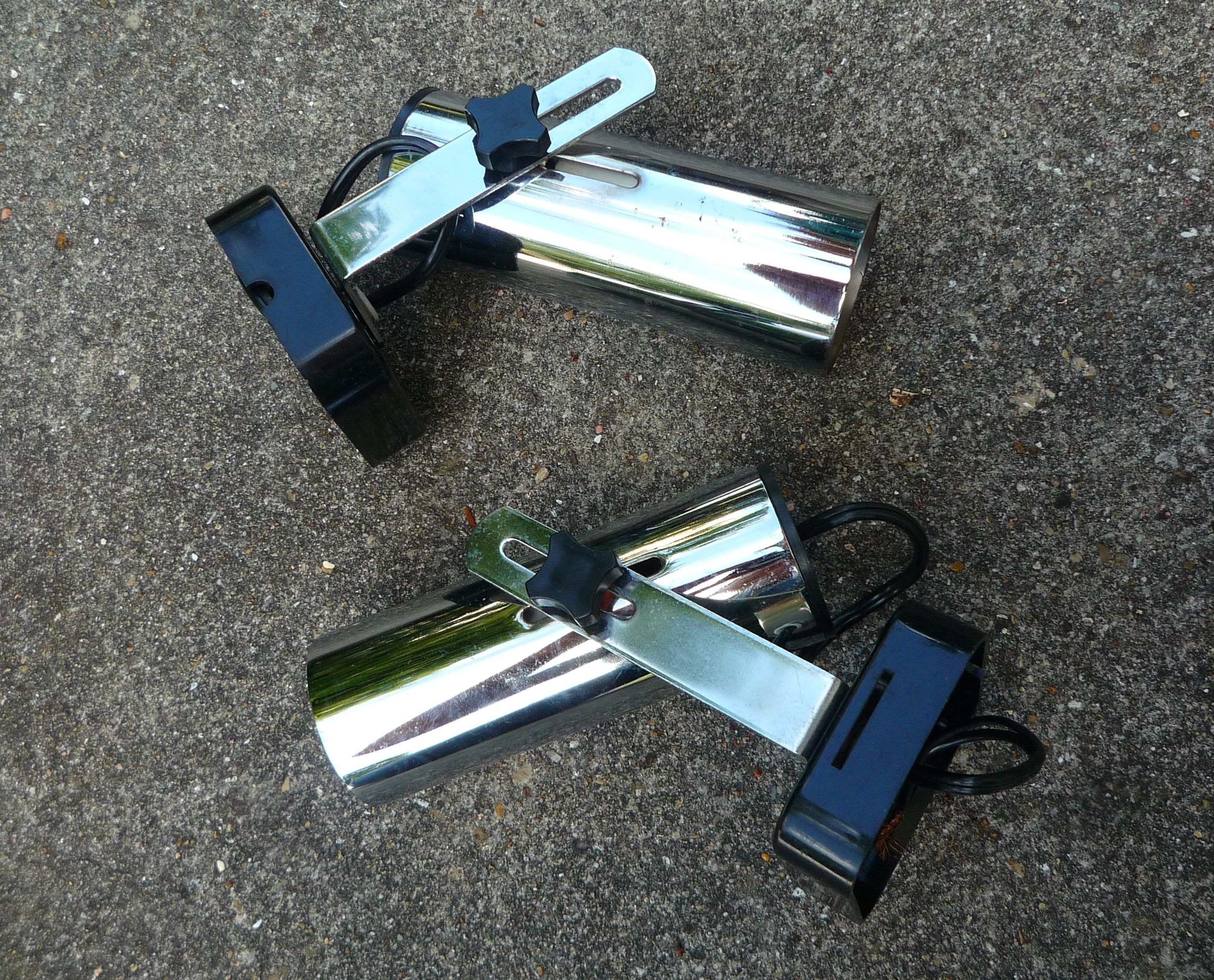 Pair of spotlight lamps, chromed metal, vintage 1970s
