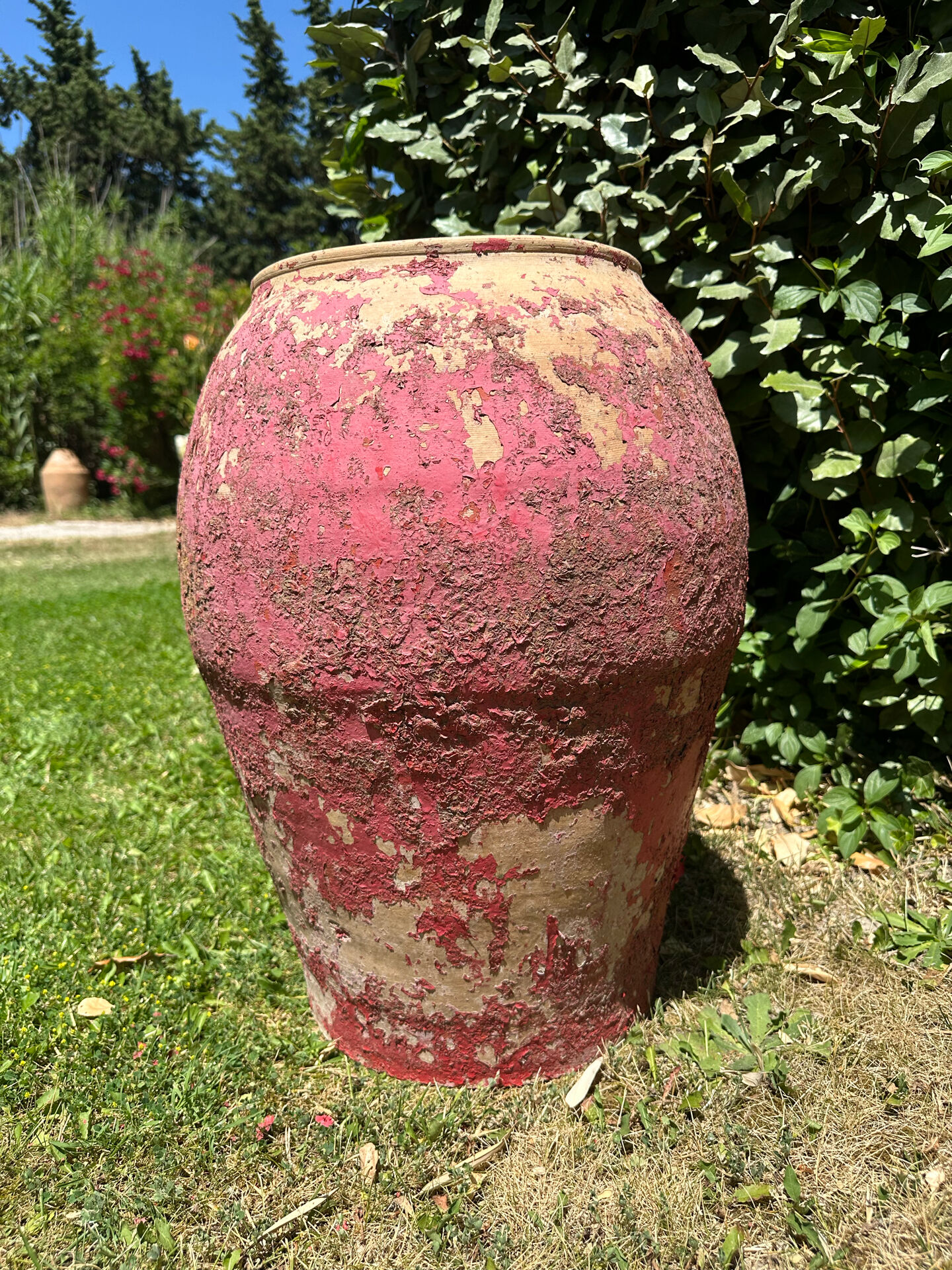 Ancient terracotta pottery jar from the 19th century.