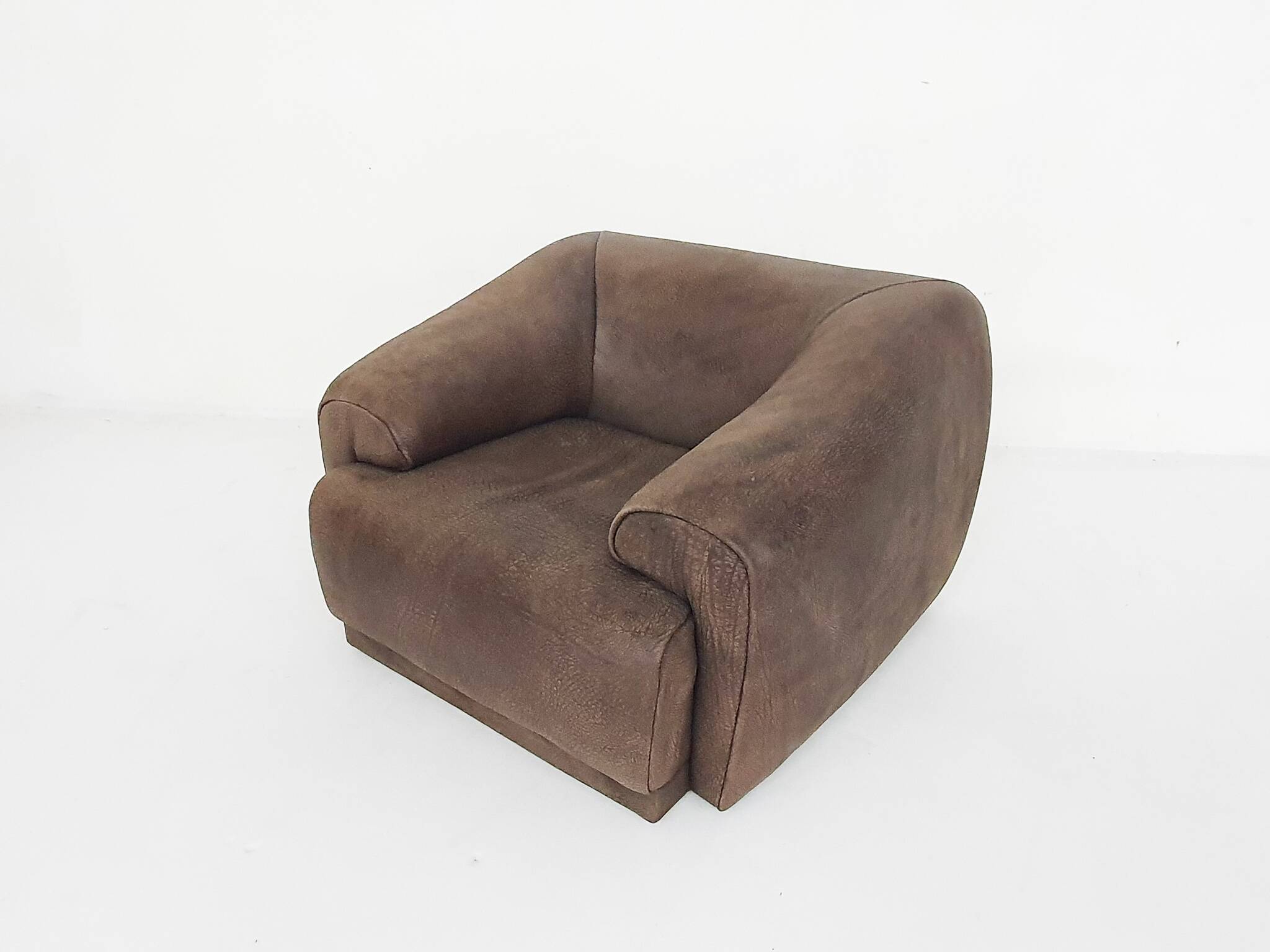 Buffalo leather De Sede style lounge chair, 1960's