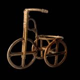 Vintage plant holder tricycle in bamboo and rattan