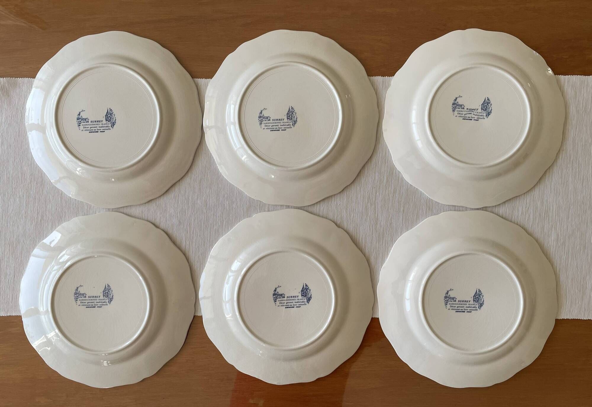 6 large flat antique plates in Sarreguemines earthenware