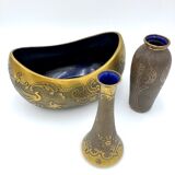 Crystal and copper shuttle cup Léon Ledru Val Saint Lambert