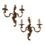 Pair of Louis XV style bronze candlesticks, Raphael model