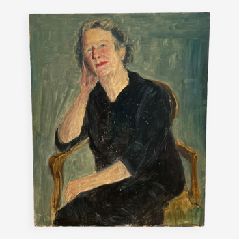 Oil on wood, portrait of a woman