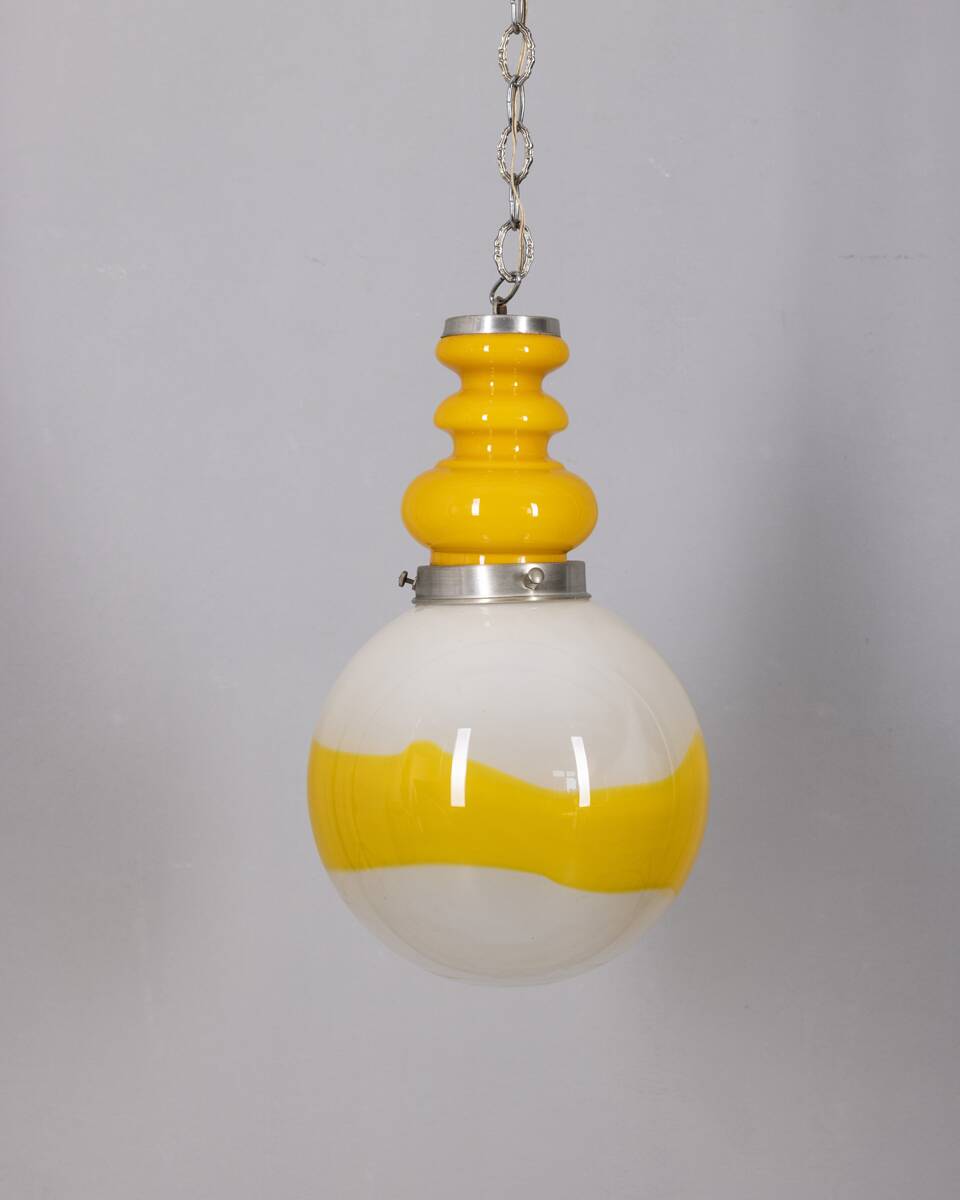 Vintage Space Age Italian Yellow Glass Chandelier, 1970s