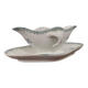 Gravy boat on pedestal with handles Terre de fer St Amand amandinoise "lily of the valley"