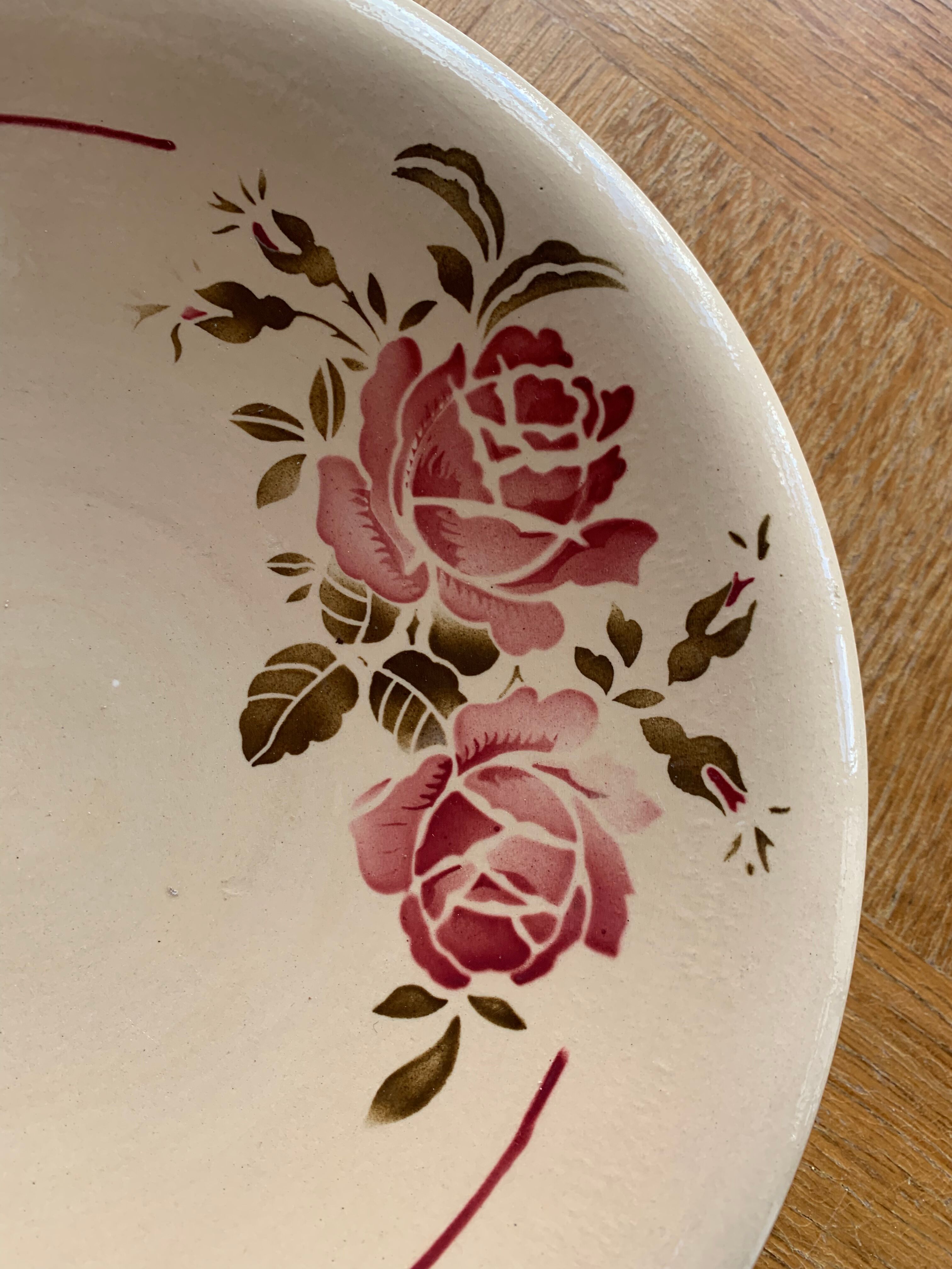 Two hollow dishes in glazed ceramic old model flora KG France luneville