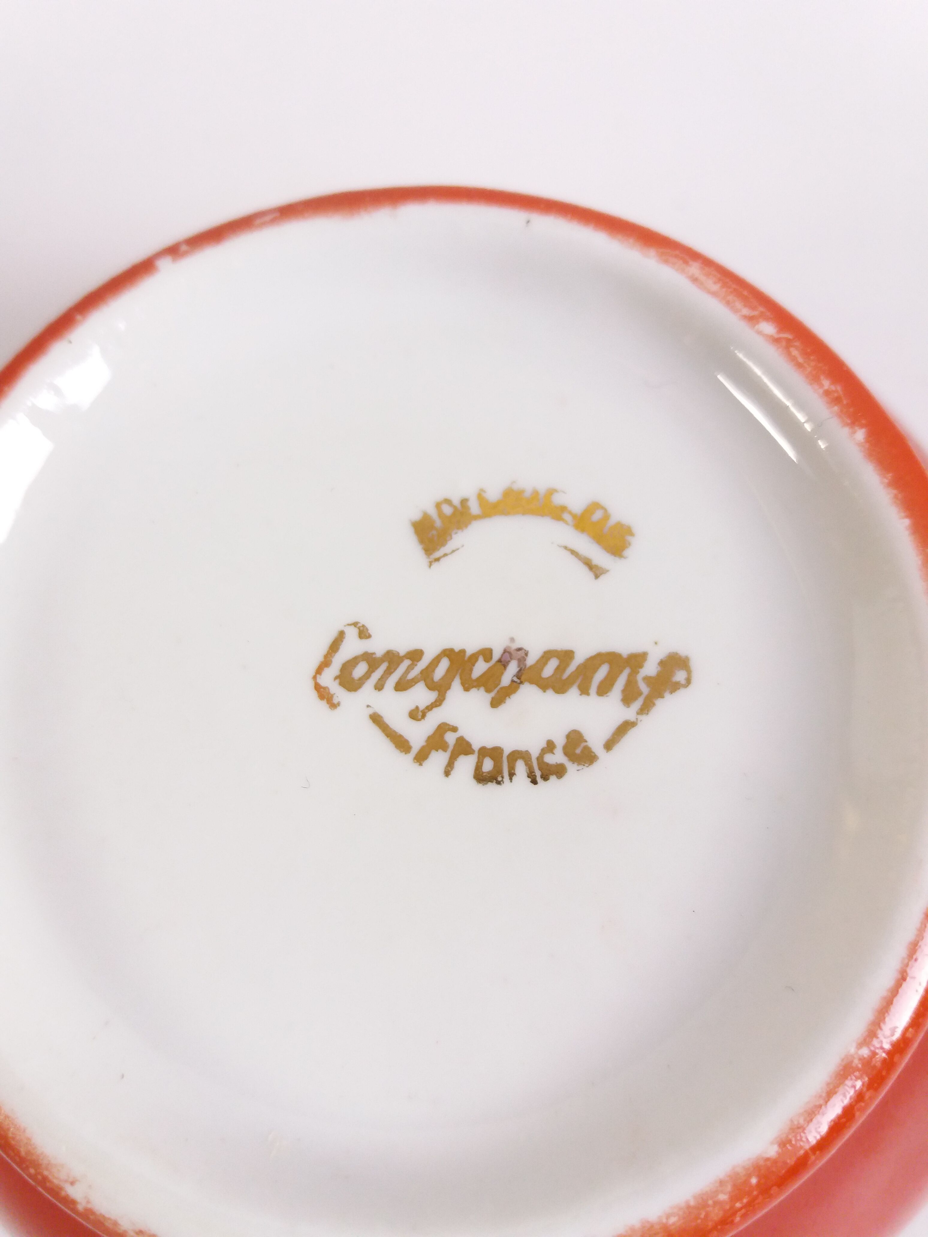 Longchamp red polka dot bowl