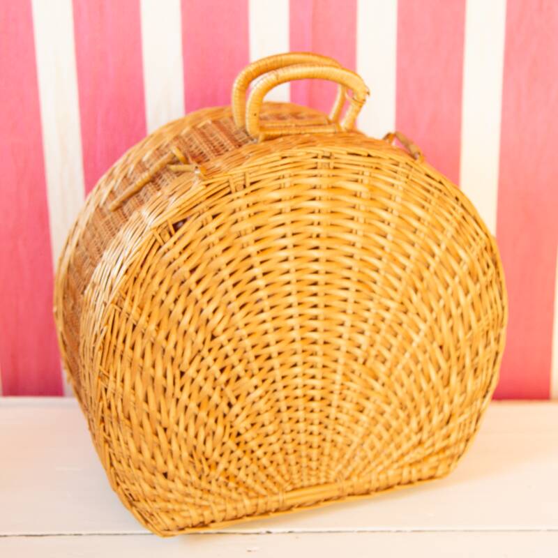 Round wicker suitcase