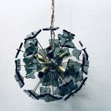 Italian sputnik murano glass smoked glass and metal, 1960s