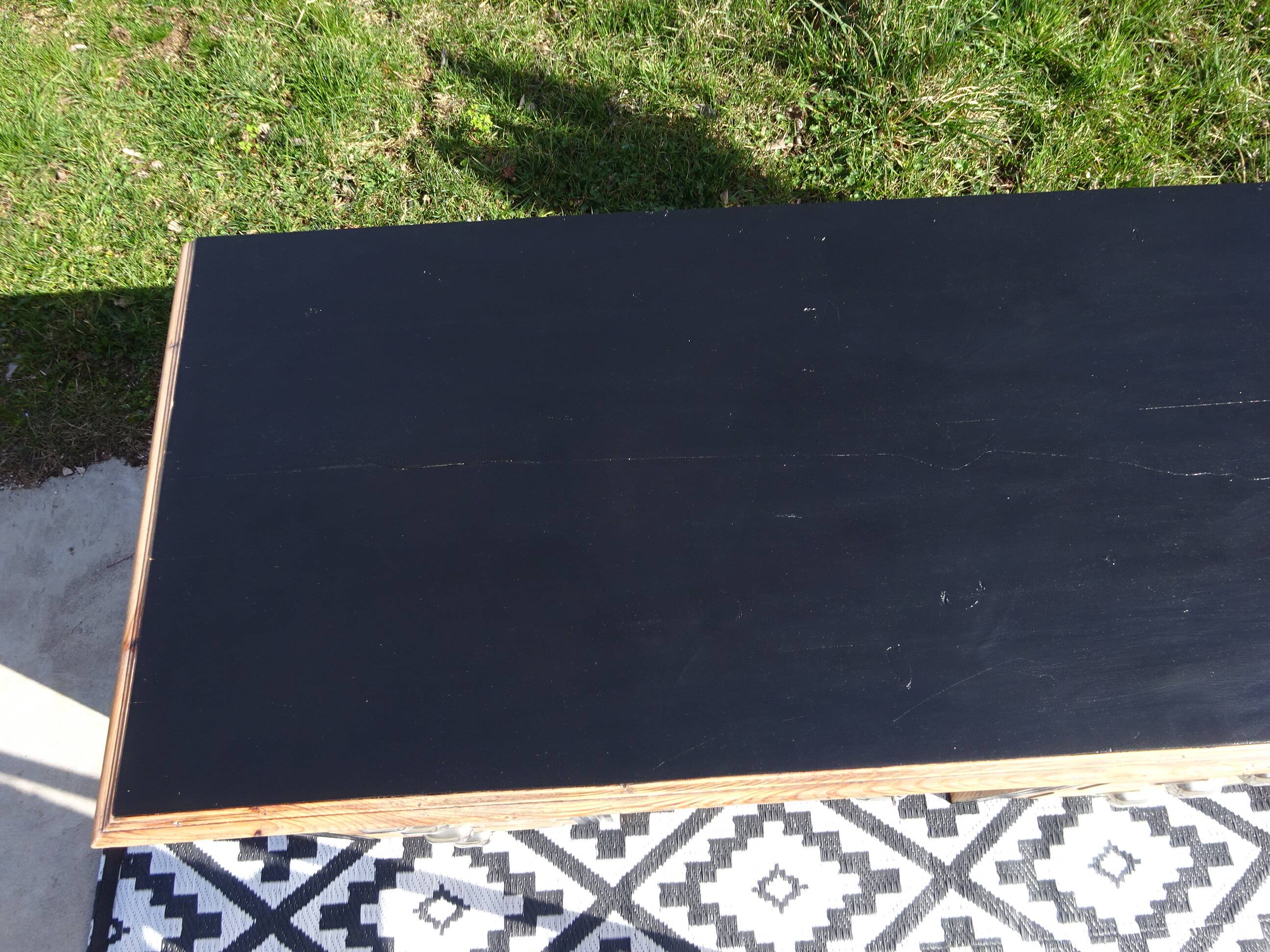 Restored antique pine desk, 9 drawers