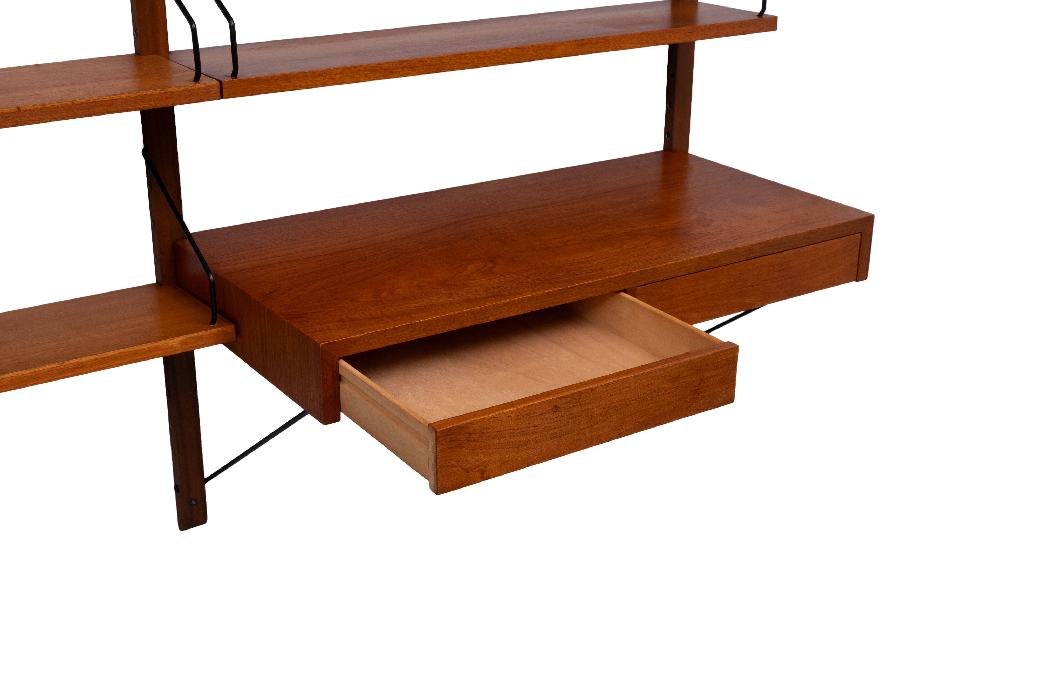 Système mural Royal Teak Poul Cadovius vintage des années 1960 avec 4 armoires