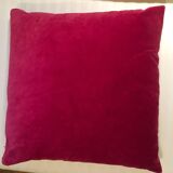 2 raspberry red velvet cushions