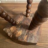 Original brutalist stool carved 60s in solid wood