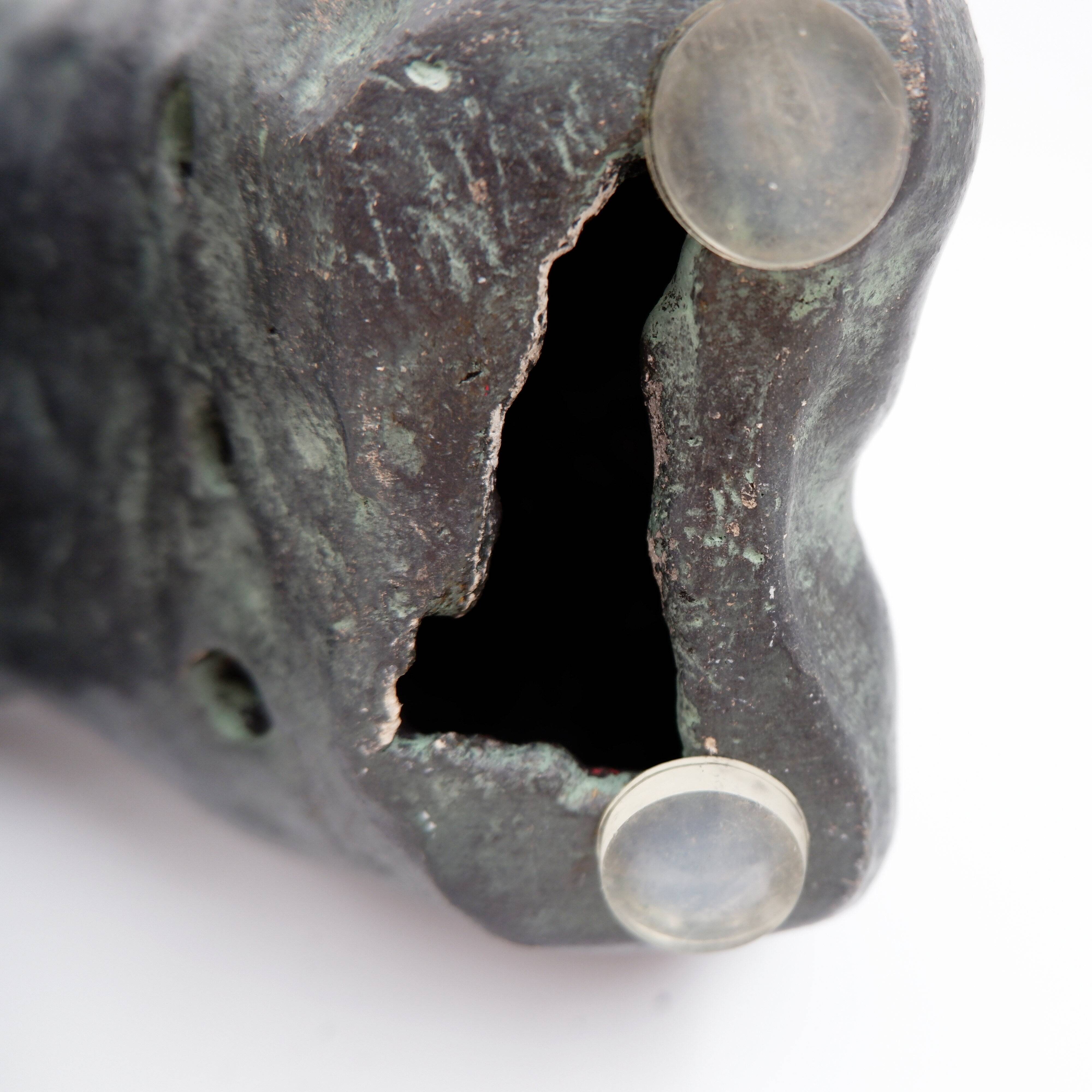 Nude sculpture in bronze-colored terracotta - Signed and dated