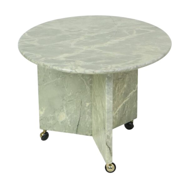 Table d'appoint ronde en marbre, table à plantes sur roulettes, années 1970