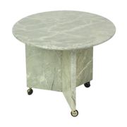 Table d'appoint ronde en marbre, table à plantes sur roulettes, années 1970