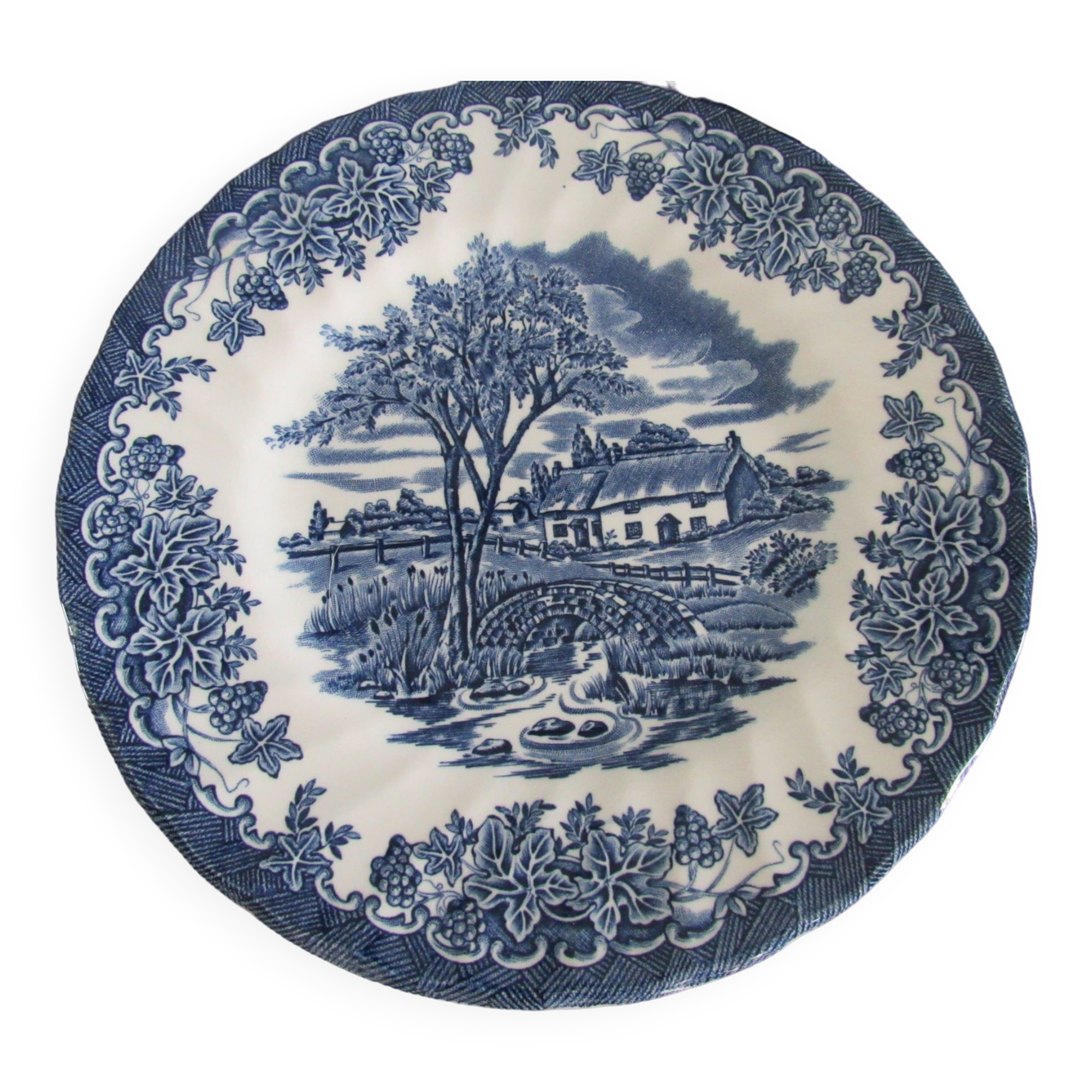 Set of 9 myott meakin england blue dessert plates