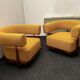 Set of Lounge Chairs with Tapered Legs in Mustard Bouclé Wood, 2000s