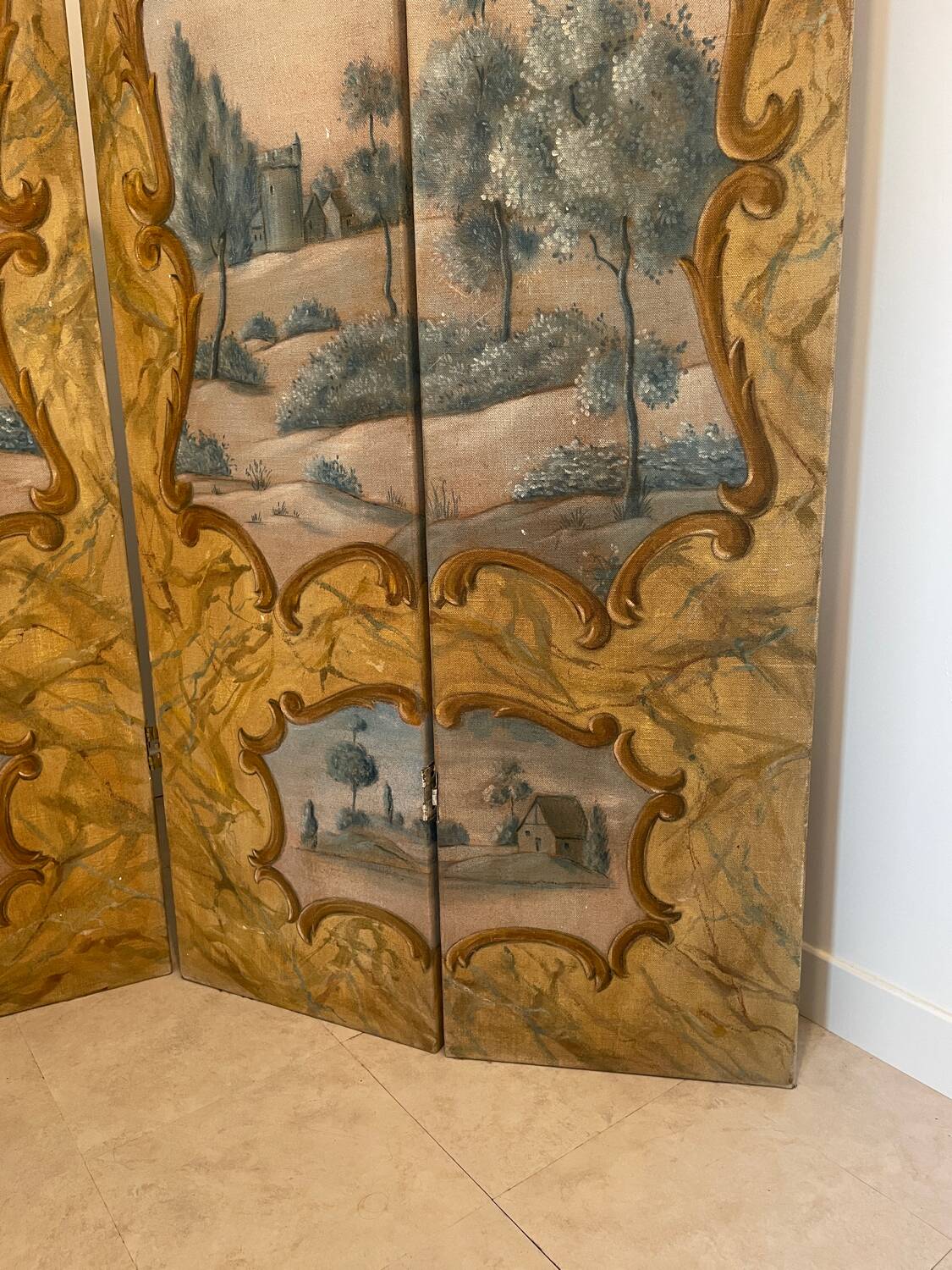 Louis XV style screen - hand painted