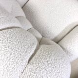 Vintage 80s shell armchair in curly wool