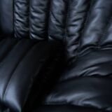 Cinna Ligne Roset Black leather 2-seater sofa attributed to Annie Hieronimus, 1970s