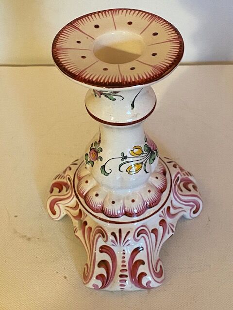 Lot of 2 candlesticks decor vieux strasbourg in earthenware