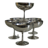 Six Guy Degrenne stainless steel ice cream cups.