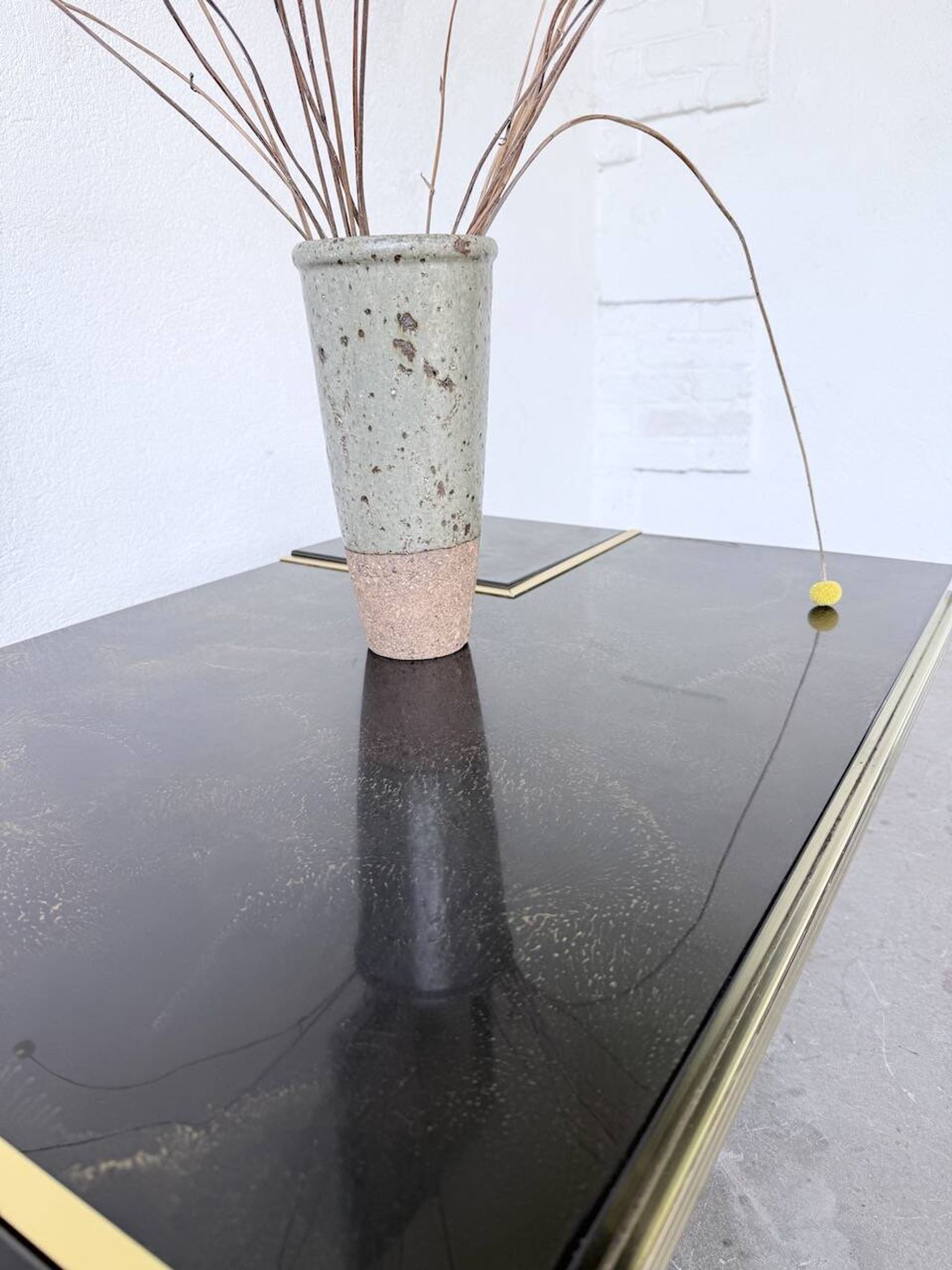 "Rizzo" lacquered and brass coffee-bar table from the 1970s.