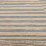 Blue cream wool kilim handwoven modern kilim flat-weave area rug-205x283cm