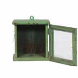 Vitrine murale petite ancienne boite a horloge patine verte d'origine inde