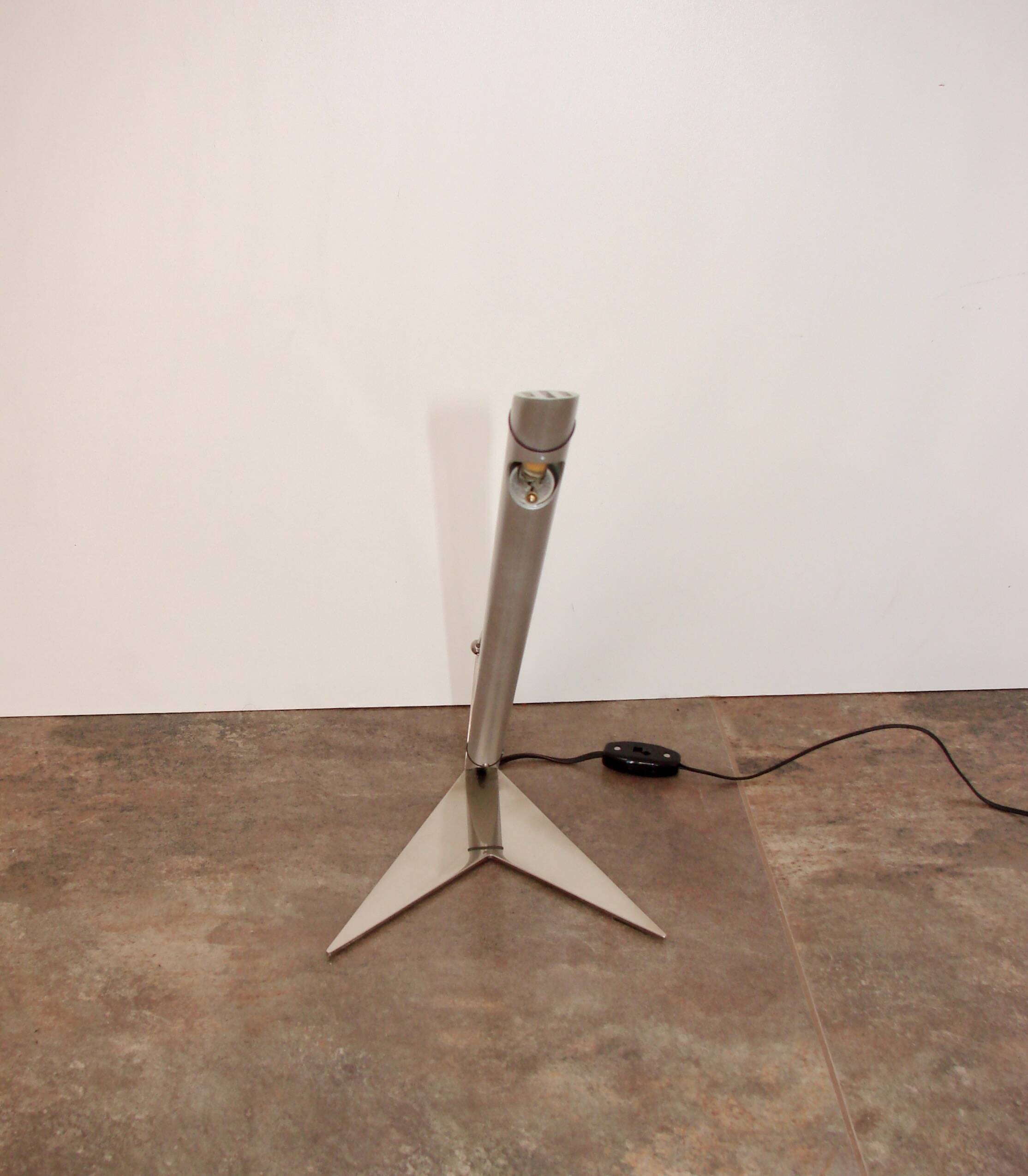 1990s Space Age lamp, nickel-plated brass and aluminium, 40 cm