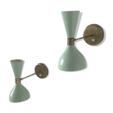 Pair of sage green wall lamps