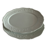 pair of white flowered dishes