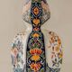 Delft-style ceramic table lamp from France around 1900 with a new blue velvet shade.