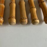 Set of 6 dessert knives bamboo handle 1960