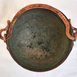 Red copper pot cover on piedouche