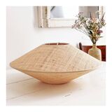 Woven rattan saucer pendant light