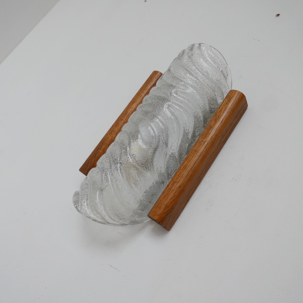 Mid-century glass and oak belgium wall light