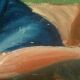 Table oil on cardboard woman elongated years 40-50