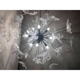 Contemporary White Butterfly Murano Glass Sputnik Chandelier