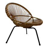 Tripod Rattan easy chair by Dirk van Sliedregt Rohe Noordwolde 1960 in the Netherlands