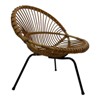 Fauteuil trépied en rotin par Dirk van Sliedregt Rohe Noordwolde 1960 aux Pays-Bas