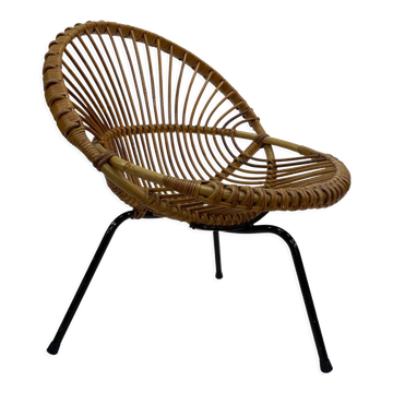 Tripod Rattan easy chair by Dirk van Sliedregt Rohe Noordwolde 1960 in the Netherlands