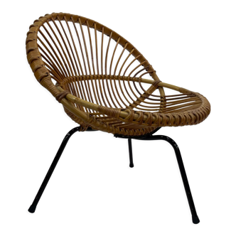 Tripod Rattan easy chair by Dirk van Sliedregt Rohe Noordwolde 1960 in the Netherlands