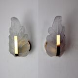 Pair of "leaf" wall lamps by Carl Fagerlund, purple Murano glass, Germany, 1970