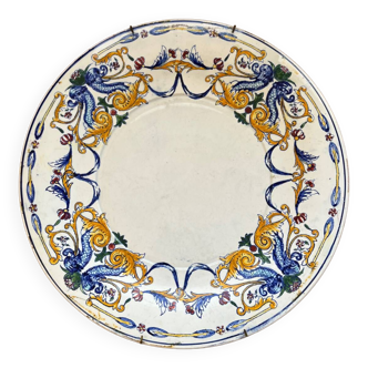 Old decorative earthenware dish from Gien