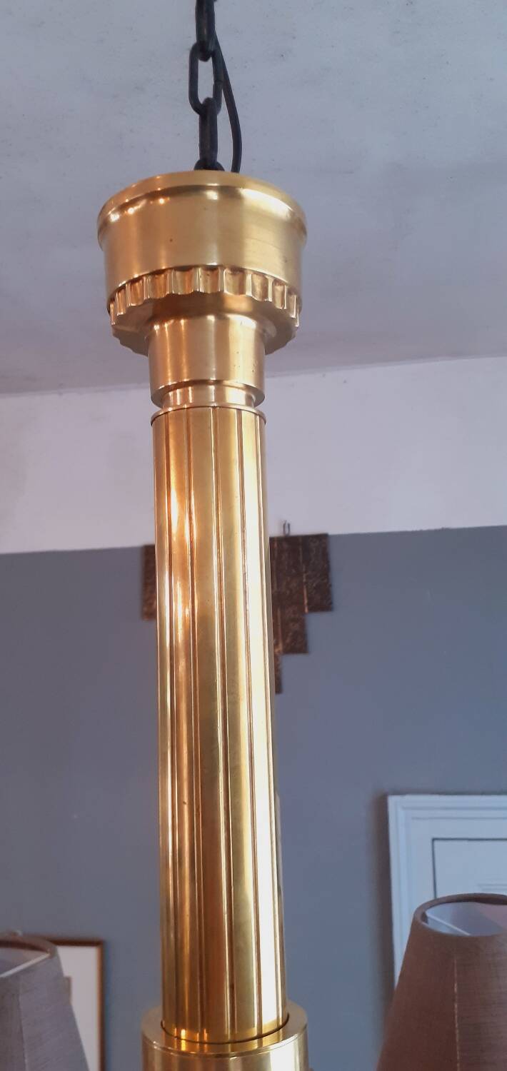 Lustre Art Déco en Bronze estampillé Petitot