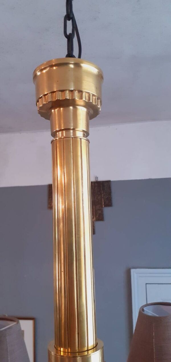 Lustre Art Déco en Bronze estampillé Petitot