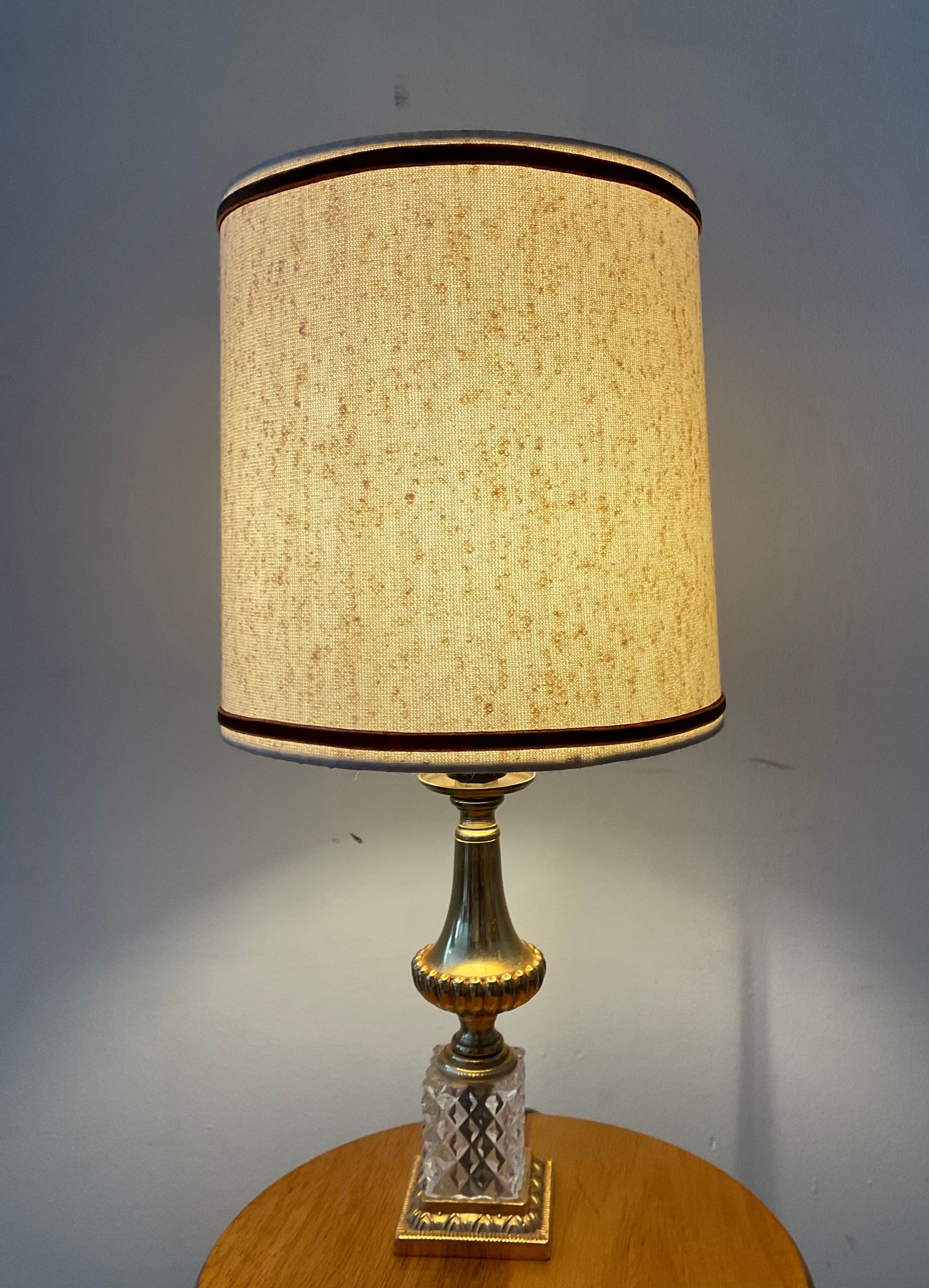 Vintage lamp 70s crystal and brass